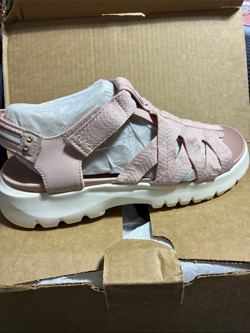 Ryka Pink Strappy Platform Sport Sandals